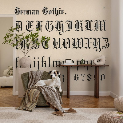 Dekorative Wand-Fototapete mit gotischen Buchstaben als Motiv