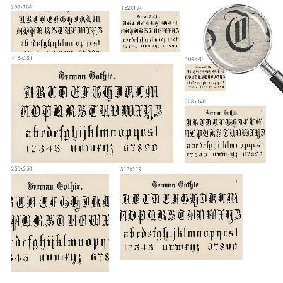 Dekorative Wand-Fototapete mit gotischen Buchstaben als Motiv