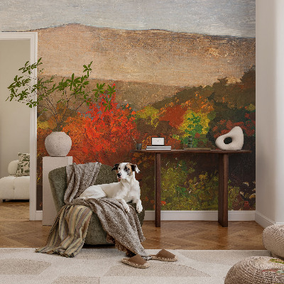 Vliestapete fürs Wohnzimmer mit herbstlichem Panorama-Motiv