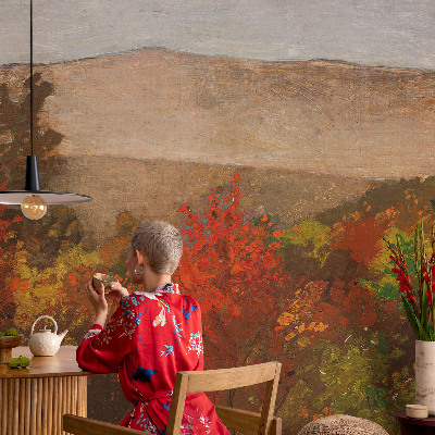 Vliestapete fürs Wohnzimmer mit herbstlichem Panorama-Motiv