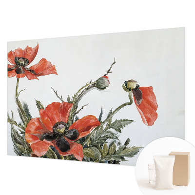 Wand-Fototapete mit rotem Mohnblumenmotiv