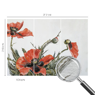 Wand-Fototapete mit rotem Mohnblumenmotiv