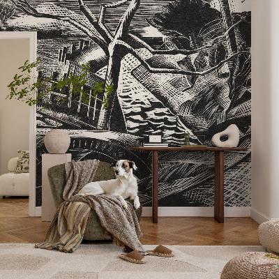Dekorative Wand-Fototapete mit einer Architekturlandschaft als Motiv