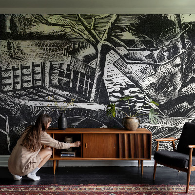 Dekorative Wand-Fototapete mit einer Architekturlandschaft als Motiv