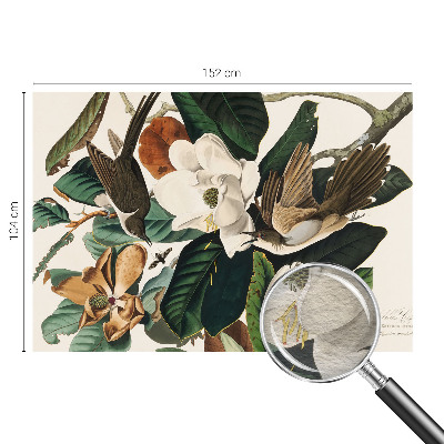 Fototapete fürs Kinderzimmer mit Vögeln und Magnolien