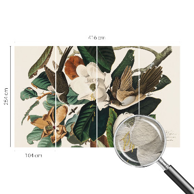 Fototapete fürs Kinderzimmer mit Vögeln und Magnolien