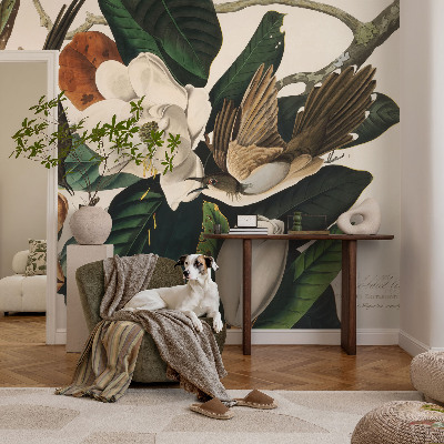 Fototapete fürs Kinderzimmer mit Vögeln und Magnolien