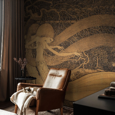 Vlies-Fototapete fürs Wohnzimmer mit surrealistischen Charakteren