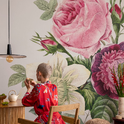 Vliestapete fürs Schlafzimmer mit Blumenstrauß-Motiv