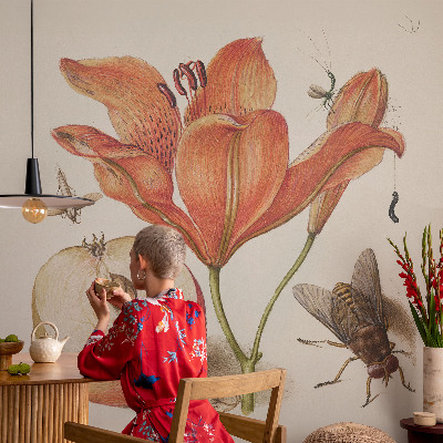 Bedruckte Vlies-Fototapete mit botanischer Illustration