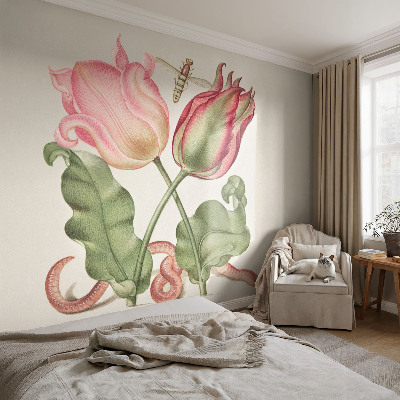 Vliestapete fürs Wohnzimmer mit Tulpenmotiv