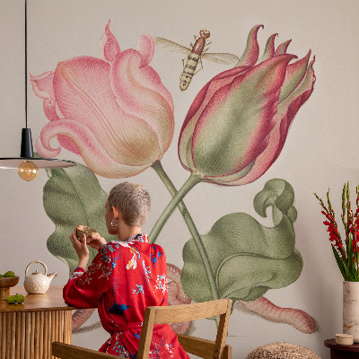 Vliestapete fürs Wohnzimmer mit Tulpenmotiv