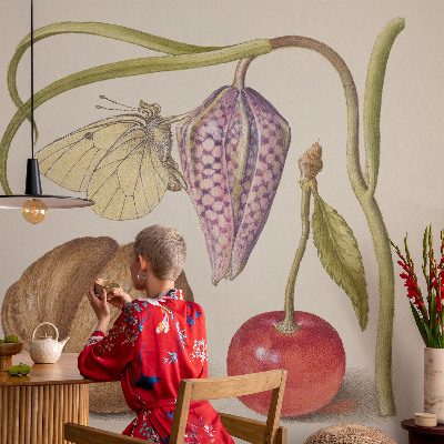 Moderne Vlies-Fototapete mit Schmetterlingspflanzen-Motiv