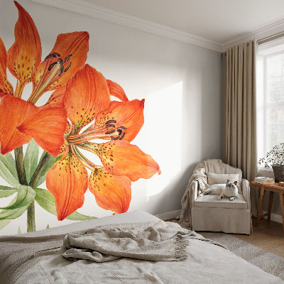 Motivtapete mit orangefarbenen Lilienmotiven
