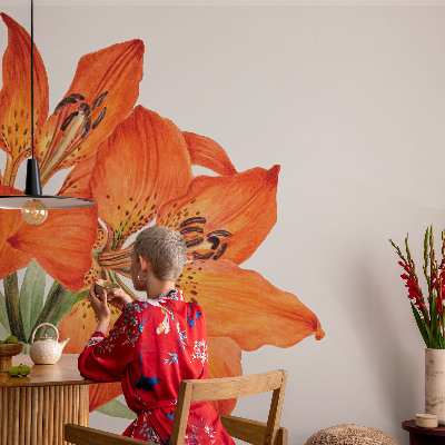 Motivtapete mit orangefarbenen Lilienmotiven