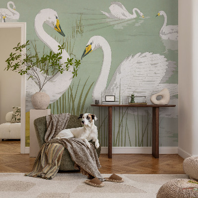 Vlies-Fototapete fürs Schlafzimmer mit Motiv „Schwanensee“