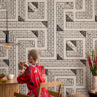 Vlies-Fototapete fürs Wohnzimmer mit Ziegellabyrinth-Motiv