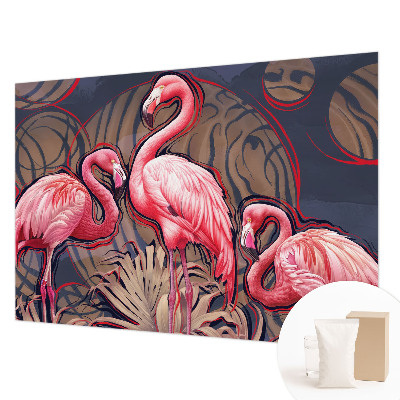 Vliestapete fürs Schlafzimmer mit rosa Flamingos als Motiv