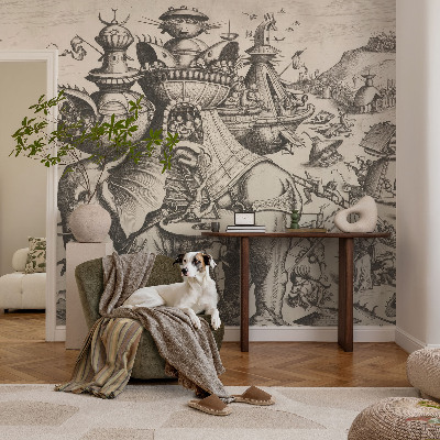 Fototapete fürs Wohnzimmer mit dem Motiv „Eine groteske Schlacht“