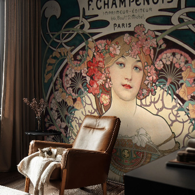 Vlies-Fototapete fürs Schlafzimmer mit floralem Symmetrie‑Design