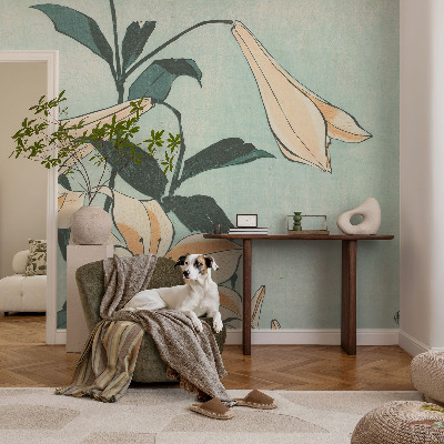 Moderne Vlies-Fototapete mit zarten Lilien