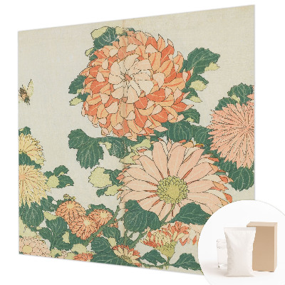 Motivtapete mit Chrysanthemenblüten als Muster