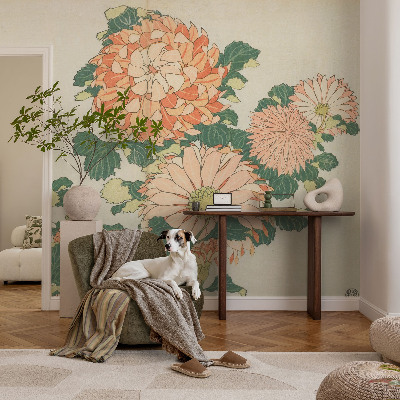 Motivtapete mit Chrysanthemenblüten als Muster