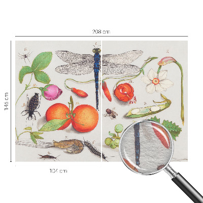Dekorative Wand-Fototapete mit einer Naturillustration