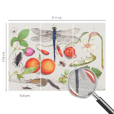 Dekorative Wand-Fototapete mit einer Naturillustration