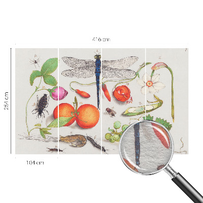 Dekorative Wand-Fototapete mit einer Naturillustration
