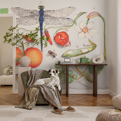 Dekorative Wand-Fototapete mit einer Naturillustration