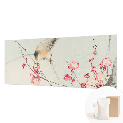 Fototapete fürs Wohnzimmer mit Blumen- und Vogelmotiv