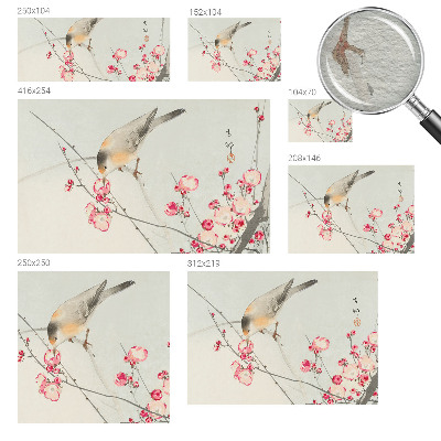 Fototapete fürs Wohnzimmer mit Blumen- und Vogelmotiv