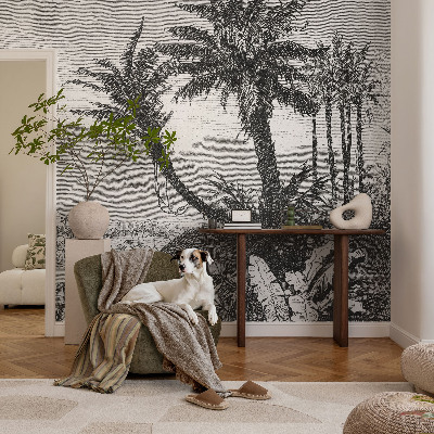 Vlies-Fototapete fürs Wohnzimmer mit tropischem Oasenmotiv