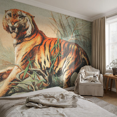 Motivtapete aus Vlies mit naturgetreuem Tiger-Motiv