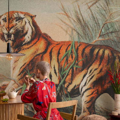 Motivtapete aus Vlies mit naturgetreuem Tiger-Motiv