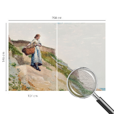 Bedruckte Vlies-Fototapete mit weiblicher Landschaftsillustration