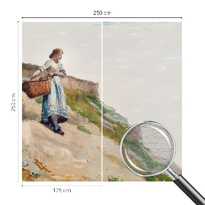 Bedruckte Vlies-Fototapete mit weiblicher Landschaftsillustration