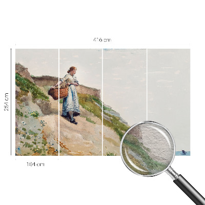 Bedruckte Vlies-Fototapete mit weiblicher Landschaftsillustration