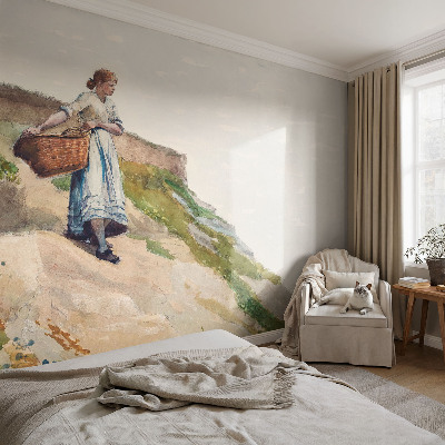 Bedruckte Vlies-Fototapete mit weiblicher Landschaftsillustration
