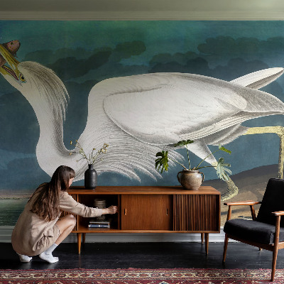 Vlies-Fototapete nach Maß mit einem Vogel, der einen Fisch hält