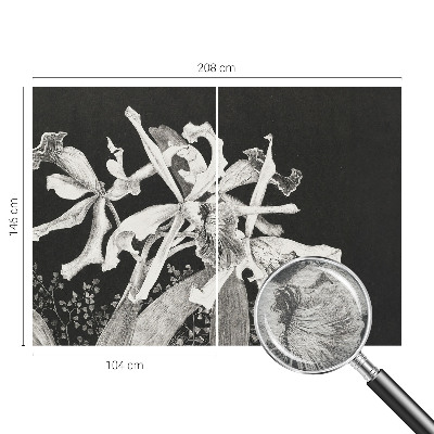 Fototapete fürs Kinderzimmer mit einer Illustration von Orchideen