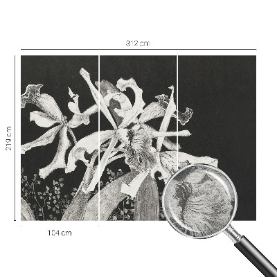 Fototapete fürs Kinderzimmer mit einer Illustration von Orchideen