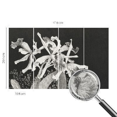 Fototapete fürs Kinderzimmer mit einer Illustration von Orchideen