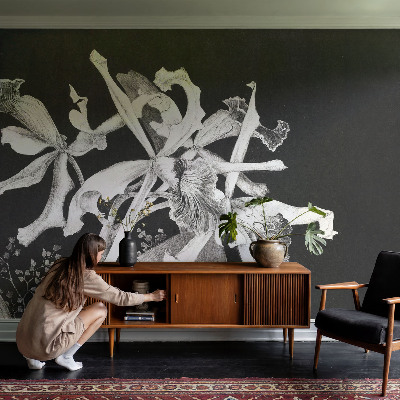 Fototapete fürs Kinderzimmer mit einer Illustration von Orchideen