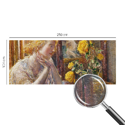 Vlies-Fototapete fürs Schlafzimmer mit einer Frau und Rosen als Motiv