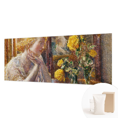 Vlies-Fototapete fürs Schlafzimmer mit einer Frau und Rosen als Motiv