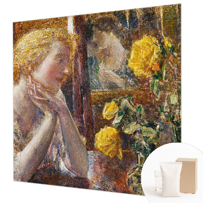 Vlies-Fototapete fürs Schlafzimmer mit einer Frau und Rosen als Motiv