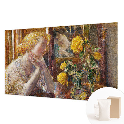 Vlies-Fototapete fürs Schlafzimmer mit einer Frau und Rosen als Motiv