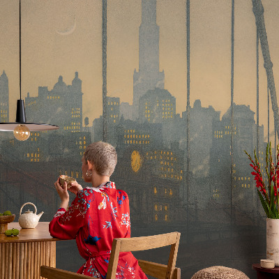 Vliestapete fürs Wohnzimmer mit Abendpanorama